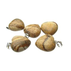 picture jasper gemstone heart pendant