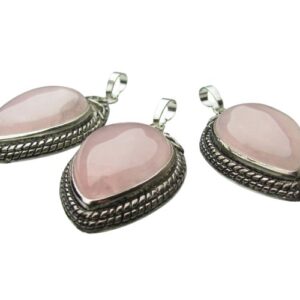 rose quartz large gemstone pendant