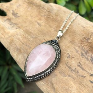 rose quartz large gemstone pendant