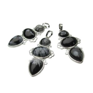 snowflake obsidian gemstone pendant