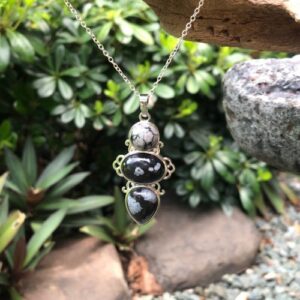 snowflake obsidian gemstone pendant