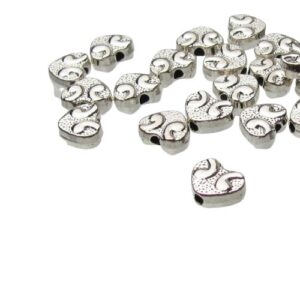 silver heart spacer beads