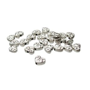 silver heart spacer beads