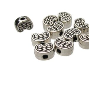 silver heart metal beads