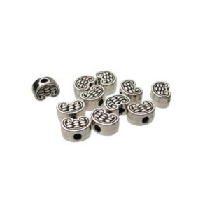 silver heart metal beads