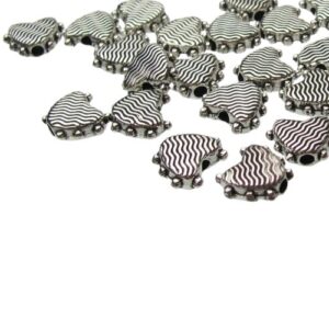 silver heart beads