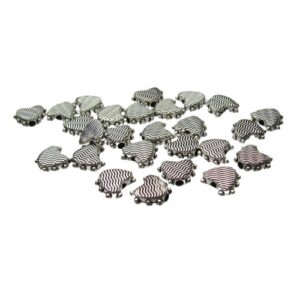 silver heart beads