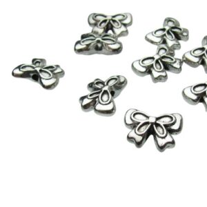 silver bow metal beads