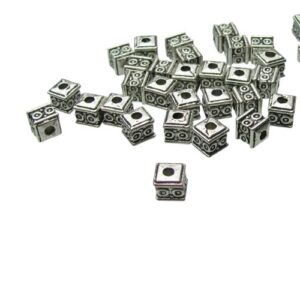 silver cube spacer beads