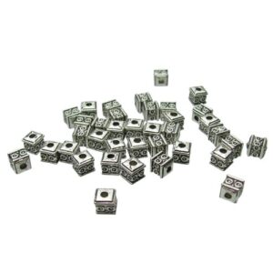 silver cube spacer beads
