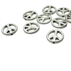silver peace sign beads