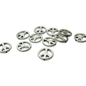 silver peace sign beads