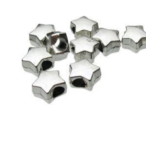 silver chunky star beads
