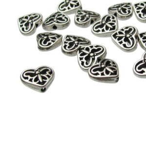 silver filigree heart beads