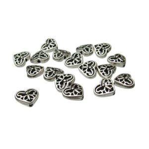 silver filigree heart beads