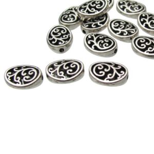silver filigree oval beads