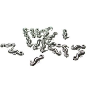 silver seahorse beads ocean theme