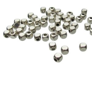 silver cube beads spacers