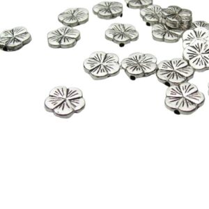 silver flower beads