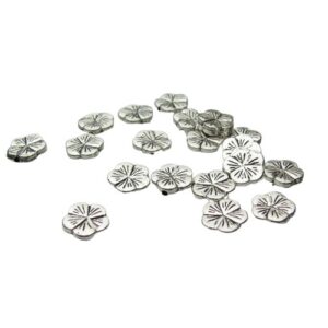 silver flower beads