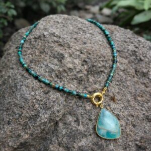 african turquoise wheel gemstone beads necklace tarnish resistant findings