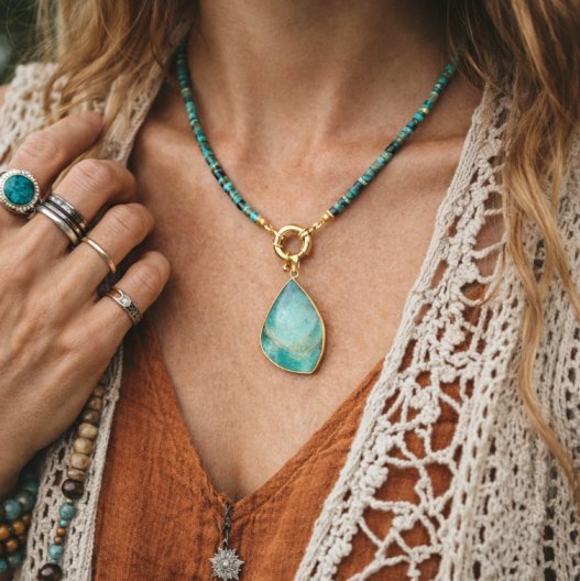 african turquoise wheel gemstone beads necklace tarnish resistant findings