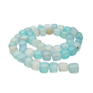 sky blue dyed agate gemstone cube beads