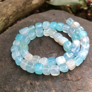 sky blue dyed agate gemstone cube beads