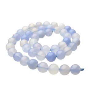 blue chalcedony 8mm round gemstone beads