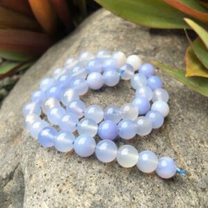 blue chalcedony 8mm round gemstone beads