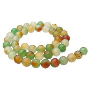 green and orange agate gemstone round beads Australia