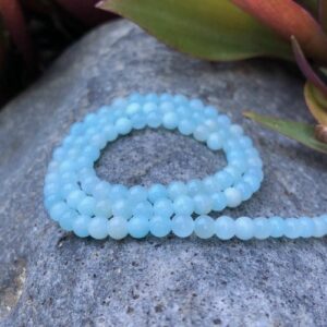 light blue malay jade 4mm round gemstone beads