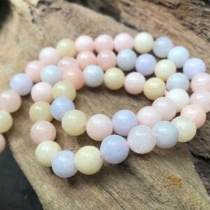 morganite jade 8mm round gemstone beads
