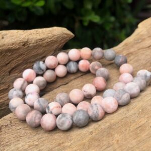pink zebra jasper 8mm round beads