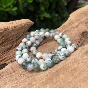 white moss agate 6mm round gemstone beads