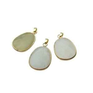 amazonite faceted small gemstone oval pendant 18k gold plated brass
