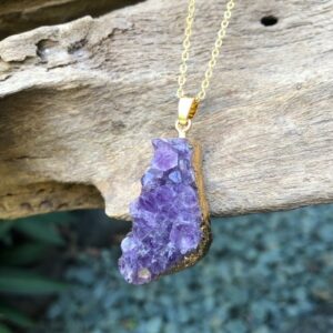 amethyst cluster crystal pendant