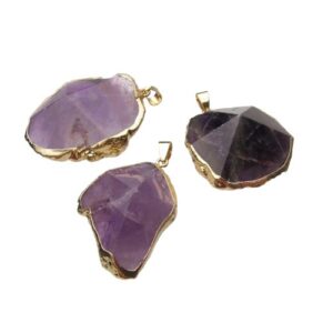 amethyst gemstone point pendant natural crystals 18k gold