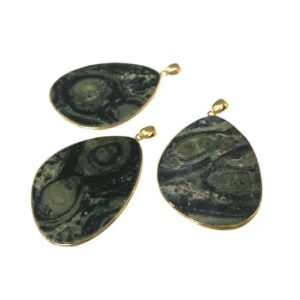 kambaba jasper gemstone pendant with 18k gold plate