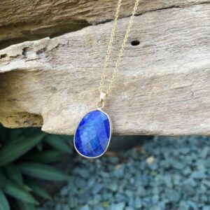 lapis lazuli gemstone pendant with 18k gold plating