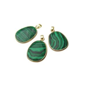 malachite gemstone pendant with 18k gold plated brass