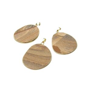 picture jasper gemstone pendant with 18k gold plating
