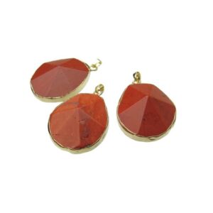 red jasper gemstone pendant with 18K gold plated bail
