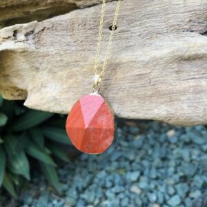 red jasper gemstone pendant with 18K gold plated bail