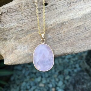 rose quartz small faceted gemstone pendant