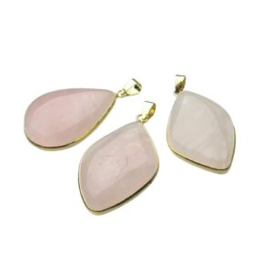 rose quartz drop pendants with 18k gold plating