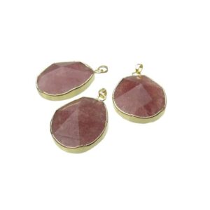 strawberry quartz gemstone pendant 18k gold plating