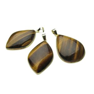 tiger eye gemstone pendant with 18k gold plating