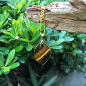 tiger eye gemstone pendant with 18k gold plating