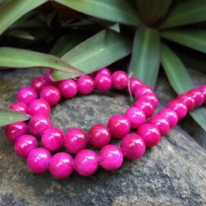 fuchsia pink dyed jade 10mm round beads